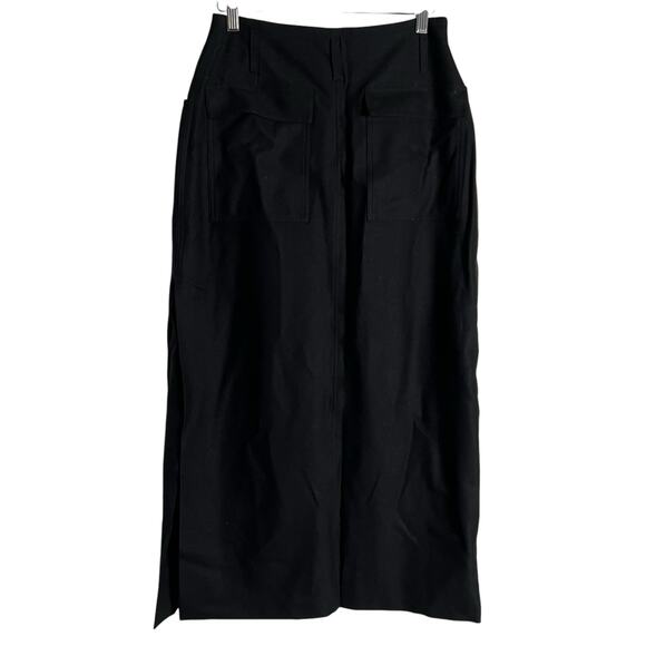 Vintage Strenesse Black Virgin Wool Midi Skirt Size 8 - Picture 5 of 9